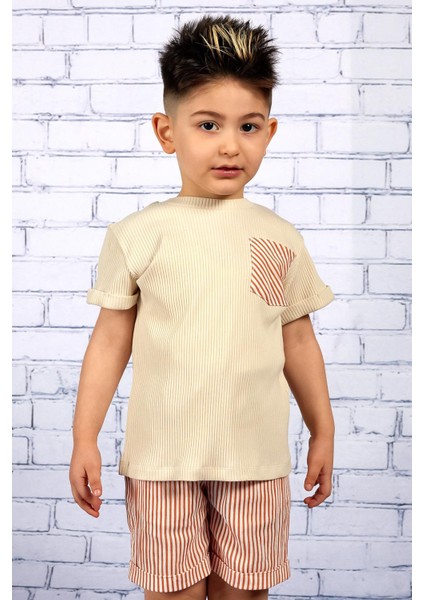 Erkek Çocuk Cep Detaylı Kaşkorse T-Shirt