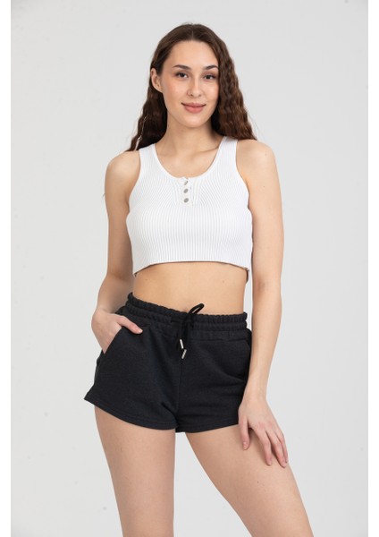 Kadın Beli Lastikli Basic Kısa Cepli Şort fiyatları