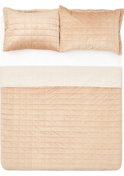 Noela Çift Kişilik Kapitone Yatak Örtüsü Bej