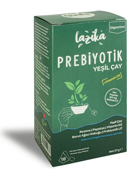Prebiyotik Yeşil Çay 18'li Piramit Poşet