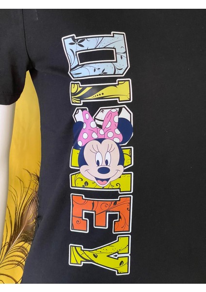 Pamuk Basik Bisiklet Yaka Örme Mickey Mause Minny Mause T-Shirt fiyatları
