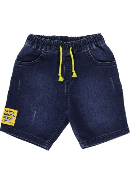 Erkek Bebek Etiket Detaylı Denim Şort