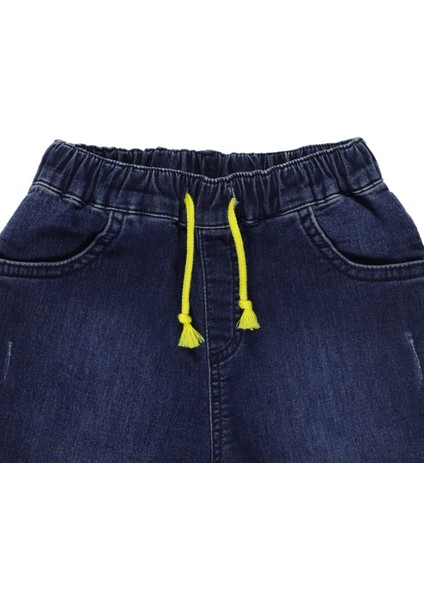 Erkek Bebek Etiket Detaylı Denim Şort