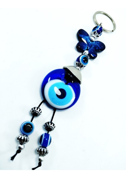 Nazar Boncuğu Kelebek Anahtarlık Cam El Yapımı Dekoratif Hediyelik Aksesuar fiyatları