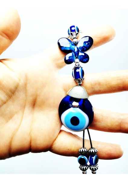 Nazar Boncuğu Kelebek Anahtarlık Cam El Yapımı Dekoratif Hediyelik Aksesuar fırsatları