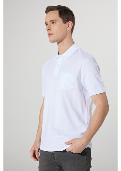 Comfort Fit Rahat Kesim Pamuk Polo Yaka Tişört