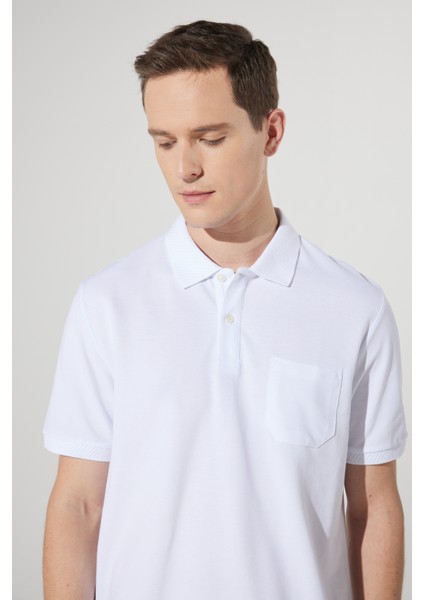 Comfort Fit Rahat Kesim Pamuk Polo Yaka Tişört fırsatları