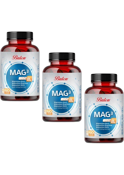 Mag 3 Magnezyum Sitrat & Bisglisinat & Malat 679 Mg 60 Kap. x 3 Adet