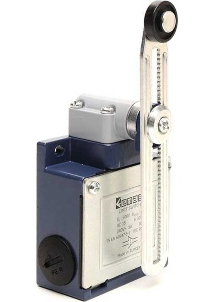 L53K13MEP123 L53 Metal Gövde 18 mm Plastik Ayarlanabilir Kollu Makara Ani Hareketli 1no+1nc Sınır Şalter