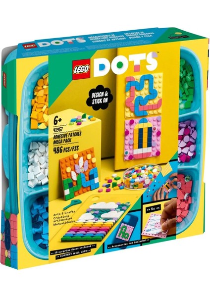 41957 Parçalı Setler Dots, Yapıştırılabilir Kare Parçalar Paket, 486 Parça +6 Yaş