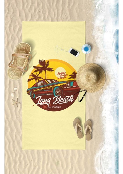 Tong Beach Car Dijital Baskılı 75X150 cm Plaj Havlusu