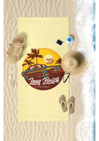 Tong Beach Car Dijital Baskılı 75X150 cm Plaj Havlusu