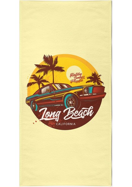 Tong Beach Car Dijital Baskılı 75X150 cm Plaj Havlusu