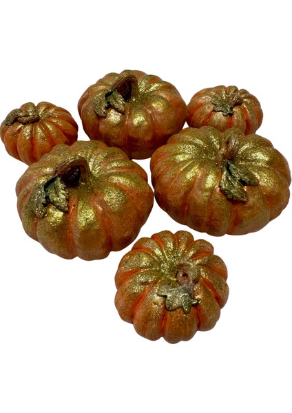 Polyester Alçı Dekoratif Biblo 6'lı Halloween Bal Kabağı