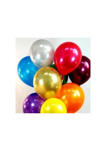 100 Adet Karışık Metalik Renklerde 1.kalite Italyan Lateks Balon Kutlama Parti Balonu