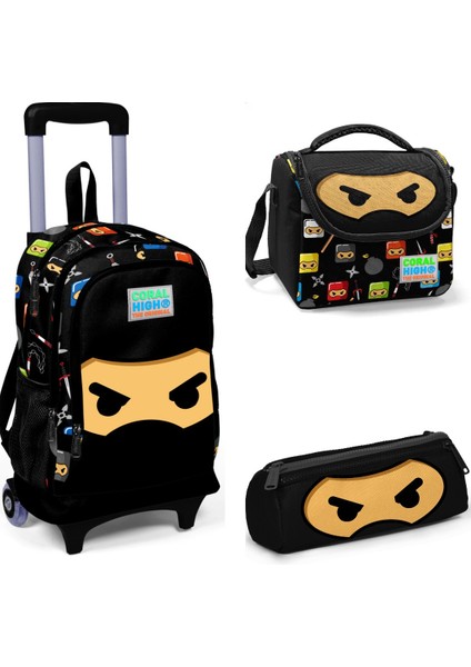 Kids Ninja Desenli Çekçek Çantalı 3'lü Set 23381