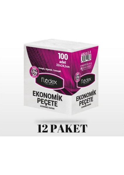 - Ekonomik Peçete 23X24.5CM 100LÜ - 12 Paket