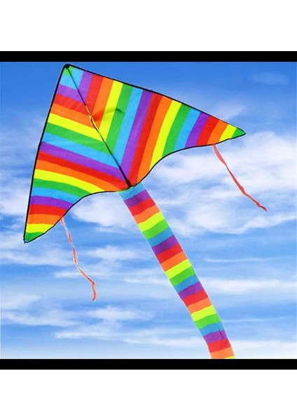 Uçurtma Gökkuşağı Desenli 140X170 Jumbo Büyük Boy Uçurma Fiber Çıta Kolay Kurulum