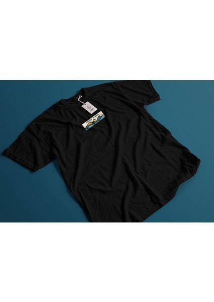'good Vibes' Oversize Transfer Baskı Siyah Beyaz Unisex T Shirt