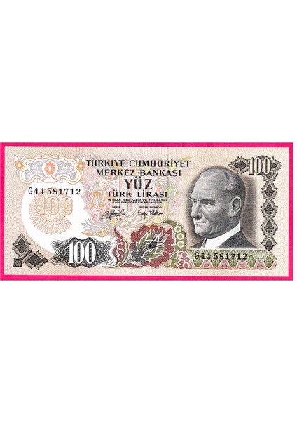 6.emisyon 100 Lira --- G ---Harfi Çil