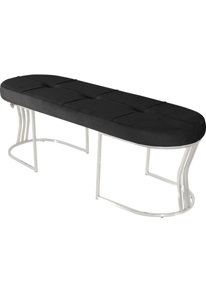 Viego Silver Exclusive Bench Lüks Metal Gümüş Ayak, Chester Model Yatak Ucu Antrasit Puf