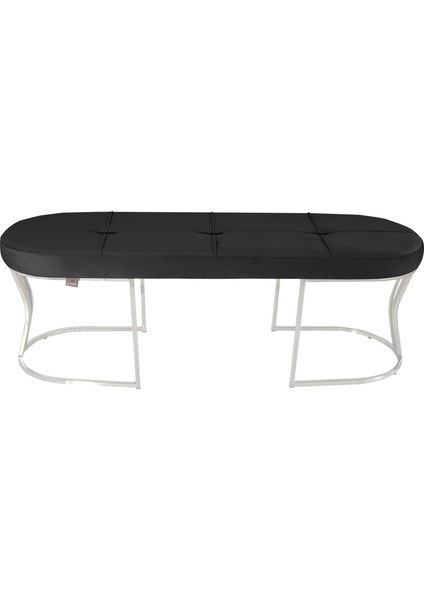 Viego Silver Exclusive Bench Lüks Metal Gümüş Ayak, Chester Model Yatak Ucu Antrasit Puf