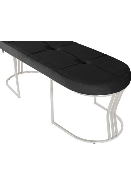 Viego Silver Exclusive Bench Lüks Metal Gümüş Ayak, Chester Model Yatak Ucu Antrasit Puf
