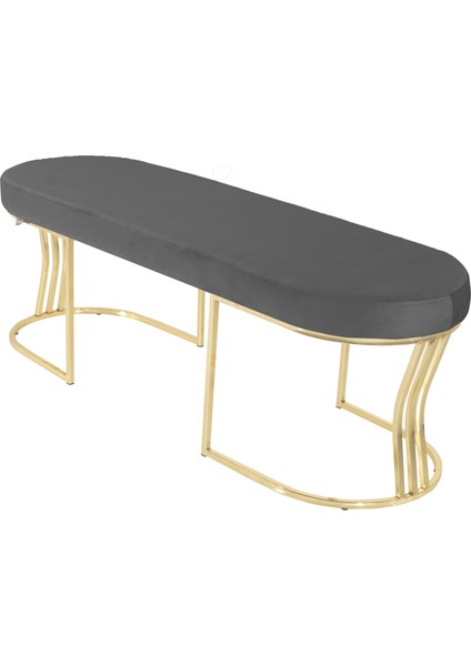 Viego Gold Smooth Bench Lüks Metal Gold Ayak, Chester Model Yatak Ucu Gri Puf fiyatları