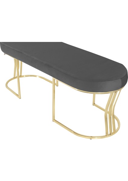 Viego Gold Smooth Bench Lüks Metal Gold Ayak, Chester Model Yatak Ucu Gri Puf fırsatları