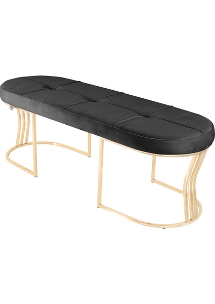 Viego Gold Exclusive Bench Lüks Metal Gold Ayak, Chester Model Yatak Ucu Antrasit Puf