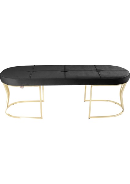 Viego Gold Exclusive Bench Lüks Metal Gold Ayak, Chester Model Yatak Ucu Antrasit Puf