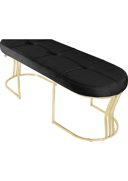 Viego Gold Exclusive Bench Lüks Metal Gold Ayak, Chester Model Yatak Ucu Antrasit Puf