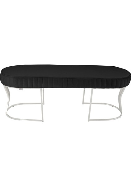 Viego Silver Striped Bench Lüks Metal Gümüş Ayak, Chester Model Yatak Ucu Antrasit Puf