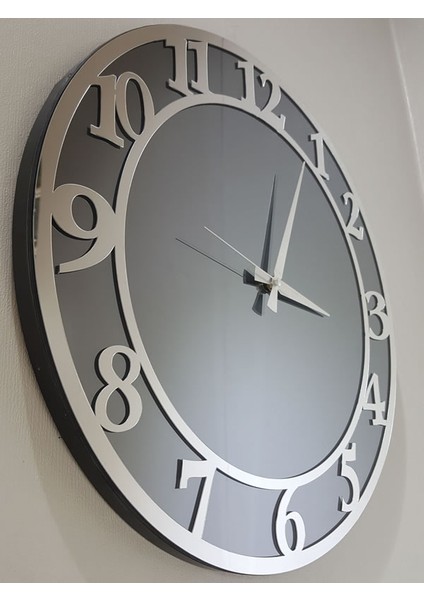 Silver Matris Smoked Model Gümüş Füme Renk 50 Cm Dekoratif Aynalı Duvar Saati fiyatları