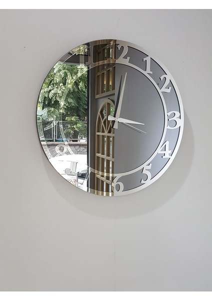 Silver Matris Smoked Model Gümüş Füme Renk 50 Cm Dekoratif Aynalı Duvar Saati fırsatları