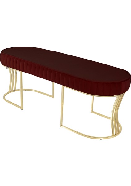 Viego Gold Striped Bench Lüks Metal Gold Ayak, Chester Model Yatak Ucu Bordo Puf fiyatları