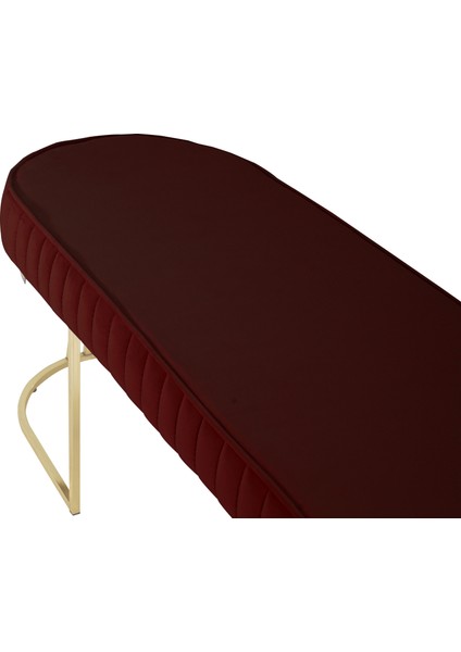 Viego Gold Striped Bench Lüks Metal Gold Ayak, Chester Model Yatak Ucu Bordo Puf indirimleri