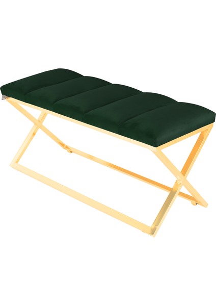 Varcera Gold Sliced Bench Çapraz Metal Ayaklı Dilimli Model Yeşil Puf fiyatları
