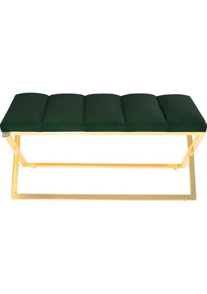 Varcera Gold Sliced Bench Çapraz Metal Ayaklı Dilimli Model Yeşil Puf modelleri