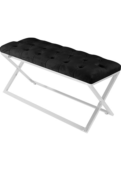 Varcera Silver Bench Çapraz Metal Ayaklı Kapitoneli Model Antrasit Puf fiyatları
