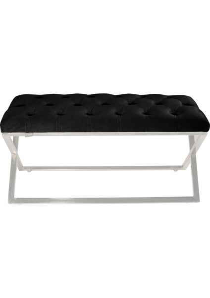 Varcera Silver Bench Çapraz Metal Ayaklı Kapitoneli Model Antrasit Puf modelleri