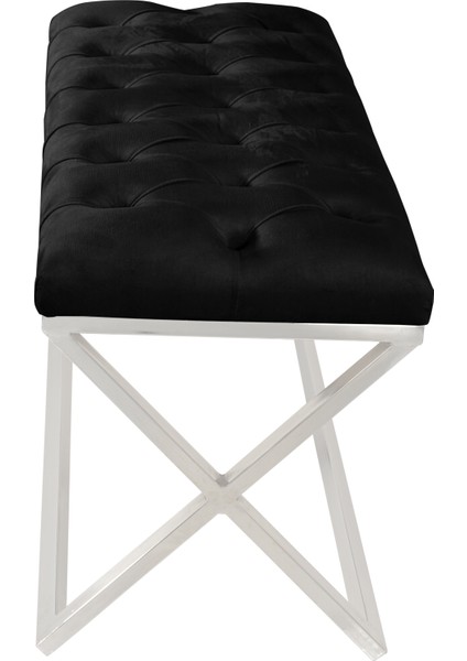 Varcera Silver Bench Çapraz Metal Ayaklı Kapitoneli Model Antrasit Puf fırsatları