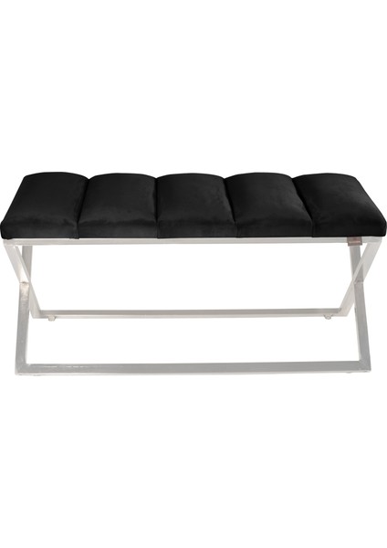 Gazzini Furniture Varcera Silver Sliced Bench Çapraz Metal Ayaklı Dilimli Model Antrasit Puf