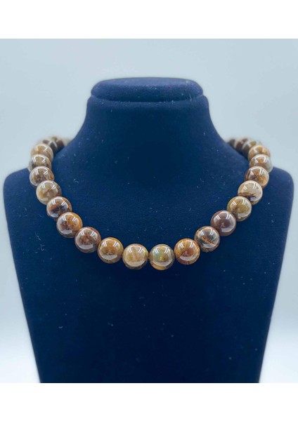 Peterside Jasper Doğal Taş Kolye 10 mm Küre Kesim