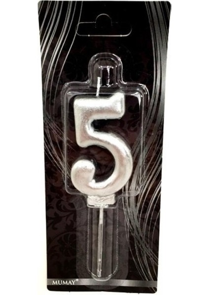 5 Yaş Gümüş Rakam Mum