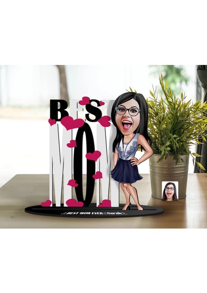 Kişiye Özel Anneler Günü Karikatürlü 3D Ahşap Biblo, Anneler Günü Biblo, Ahşap Biblo, Anneye Hediye, Ev Dekoru-5