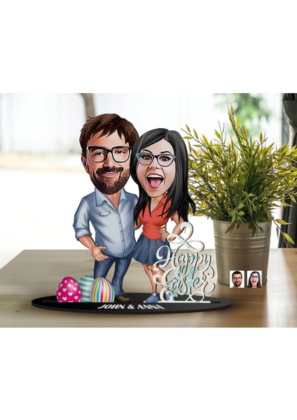 Kişiye Özel Sevgililer Karikatürlü 3D Ahşap Biblo, Sevgili Biblo, Ahşap Biblo, Paskalya Bayramı, Ev Dekoru