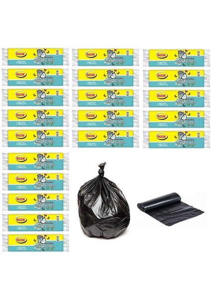 Battal Boy Çöp Torbası 75X90 cm 10 Lu Rulo x 20 Paket = 200 Adet Siyah