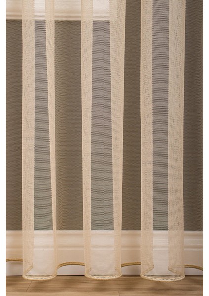 Taç Bej Düz Renk, 1/2 Seyrek Pile Tül Perde Tek Kanat - 100 x 200 cm fiyatları