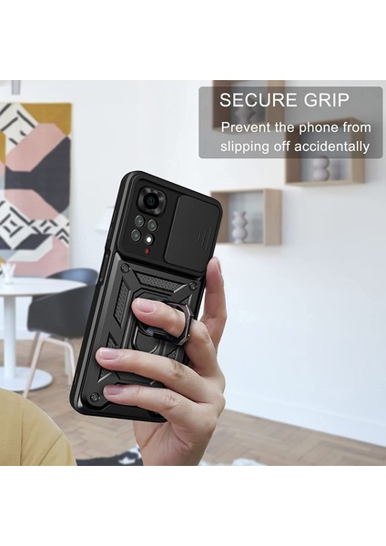 Xiaomi Redmi Note 12 Pro 4g Uyumlu Kılıf Kamera Korumalı Sürgülü Yüzüklü Armor Military Tank